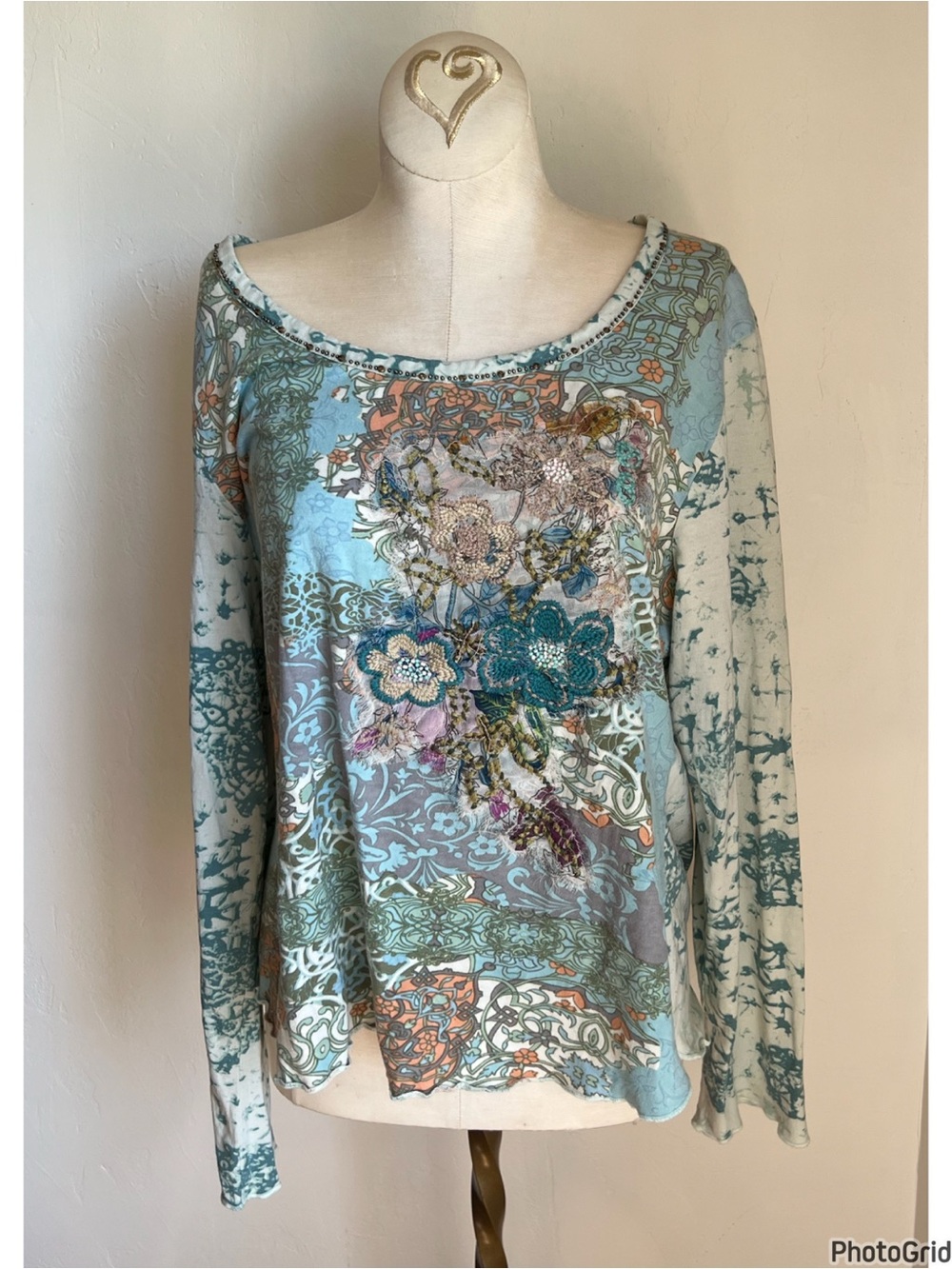 Sundance Printed Beaded Top XL